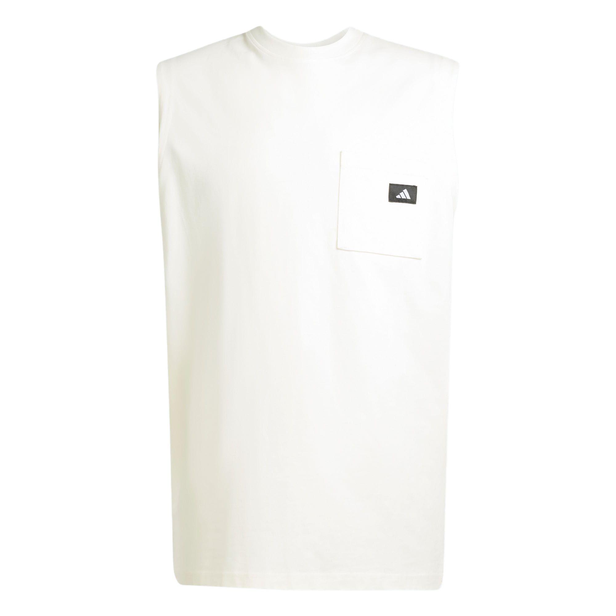 

Adidas Sportswear Codes Doodle Hoop Graphic Casual Simple Round Neck Vest Men Tops Han-Jade-White JJ3974 M