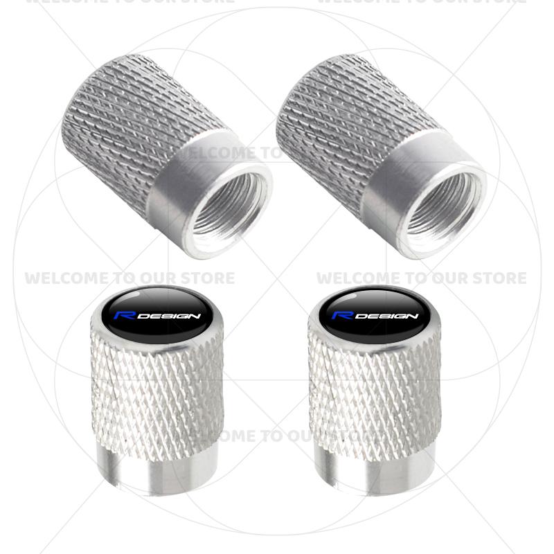 

For Volvo R Design Emblem S90 V90 XC60 T8 V70 S60 V60 EX30 Moose 4Pcs Aluminum Car Tire Valve Caps Wheel Stem Air Dust Covers