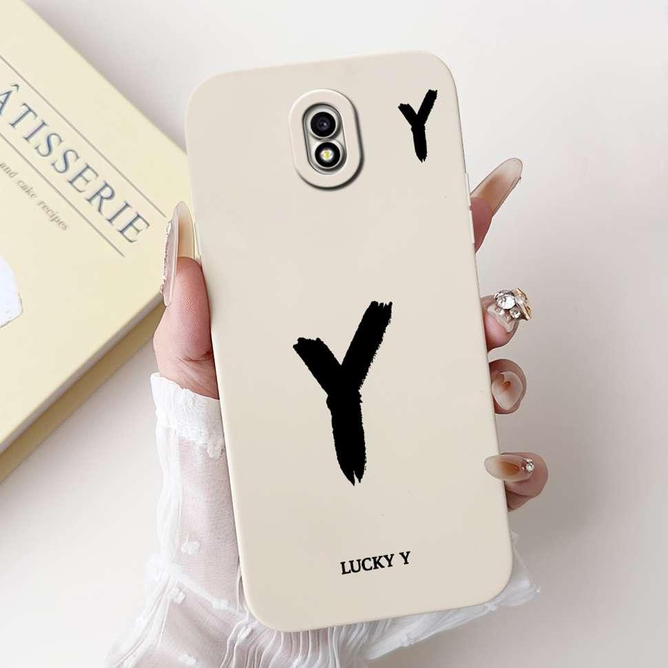 For Samsung Galaxy J3 2017 SM-J330FN Case Cute Lucky Letter A-Z Print Soft Silicone Cover For Samsung J3 J5 J7 2017 Phone Casing