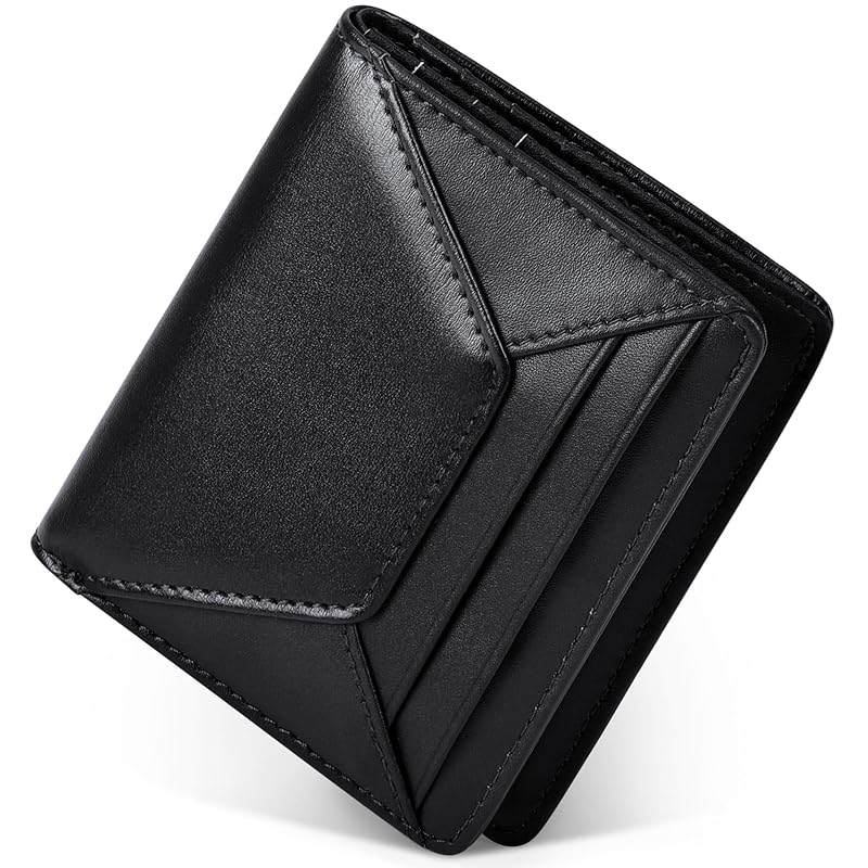 

[NUBILY] wallet men s bifold genuine leather compact Thin light With button Holds 10 cards bifold wallet For men with gift box father s day present