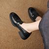 Krazing Pot Sheepskin Autumn Winter Shoes Slip on Chunky Heels Oxford Shoes Size 43 Round Toe Deep Mouth Waterproof Pumps