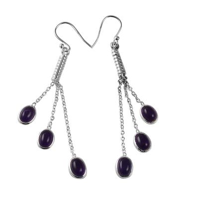 Amethyst Edelstein Ohrringe Massiv 925 Sterling Silber Handgefertigte Ohrringe Schmuck Geschenk für Frauen und Mädchen E-2143