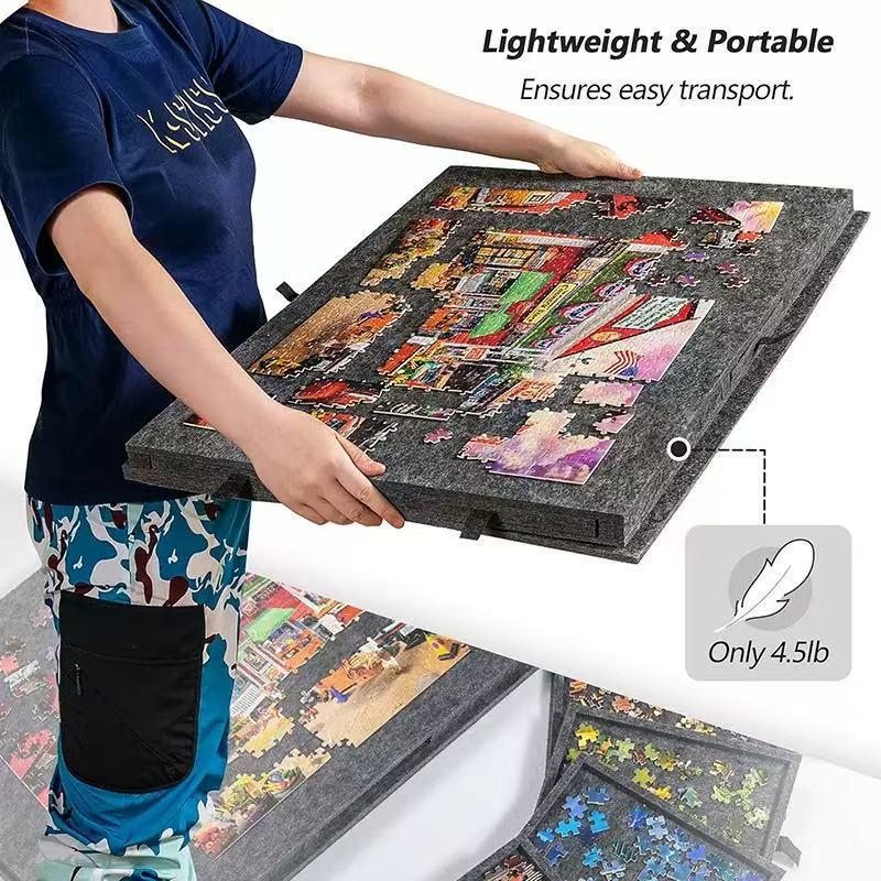 Foldable Children's Puzzle Board with Stand, Lid, and 6 Drawers