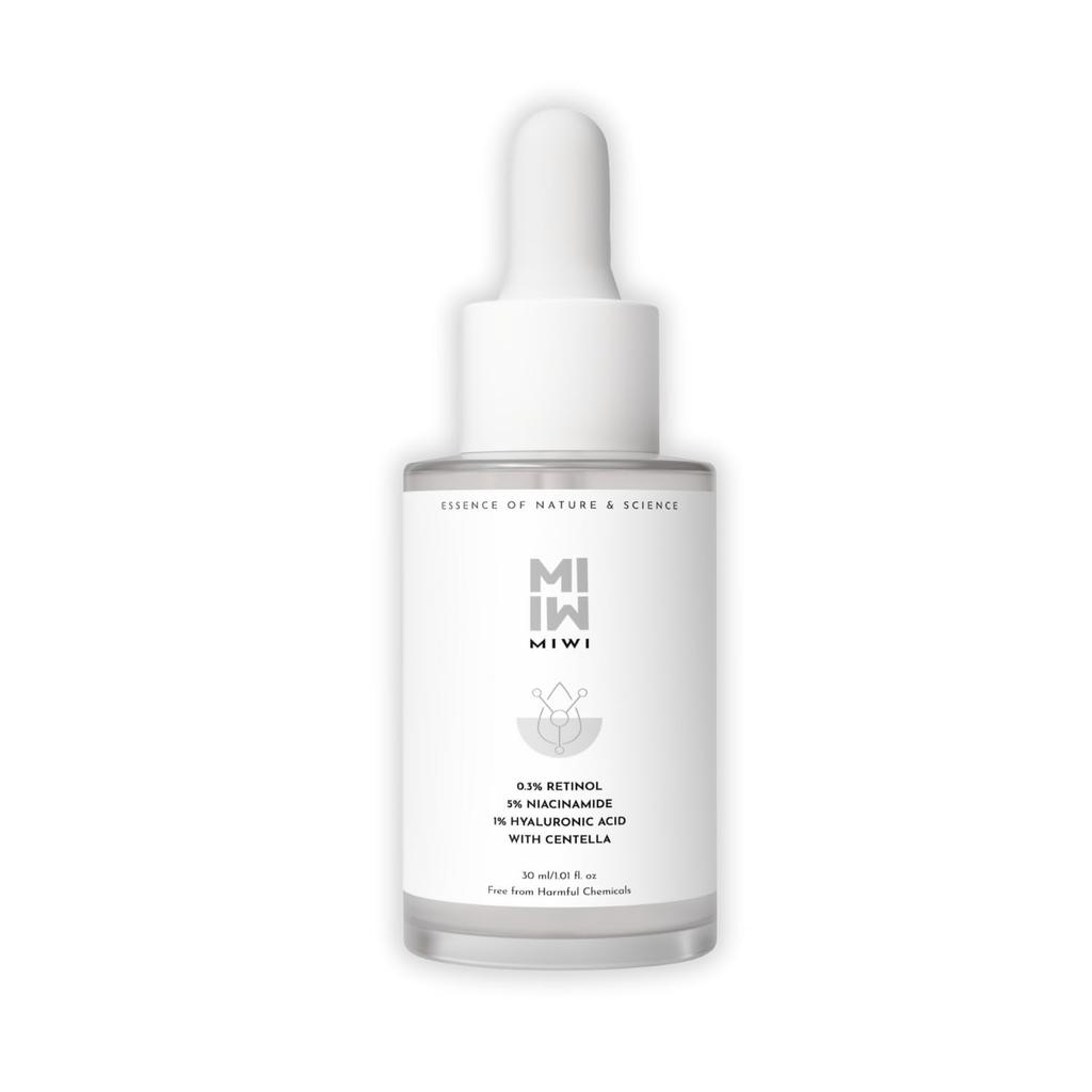 MIWI 0.3% Retinol Face Serum with 5% Niacinamide, 1% Hyaluronic Acid & Vitamin E, Serum for Glowing skin, Anti Ageing, Acne Control, Skin Renewal