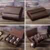 Handmade Vintage Crazy Horse Leather Watch Box with 6 Slots - Creative Travel Storage Box