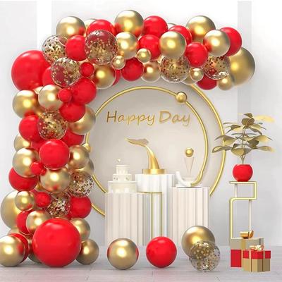 Red Metal Gold Balloon Wreath Set Valentine'S Day Wedding Bachelorette Birthday Baby Shower Party Balloons