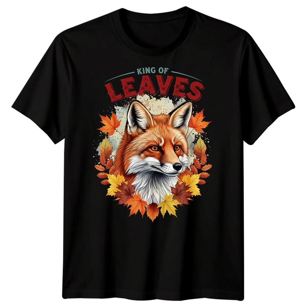 Re delle Foglie Volpe Foglie d'Autunno Stagioni T-Shirt Grafica Unisex