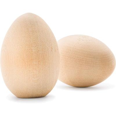 Ovos Falsos para Pintar, Pacote de 10 Ovos de Madeira Lisos e Estáveis para Artesanato, Ovos de Páscoa de Madeira Decorativos 4x6cm, Ovos de Galinha de Madeira para Pintar e Tingir