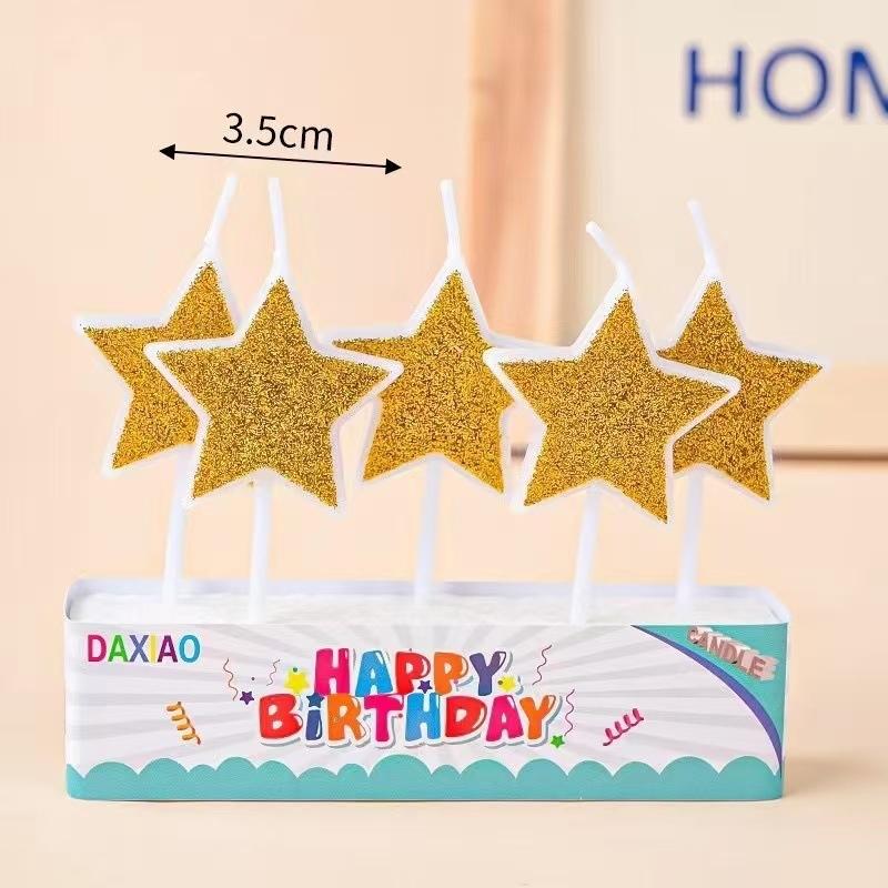 1/5Pcs Christmas Candles. Birthday Cake Decorations. Kids Birthday Colored Candle Holiday Party Star Candle Dress Up