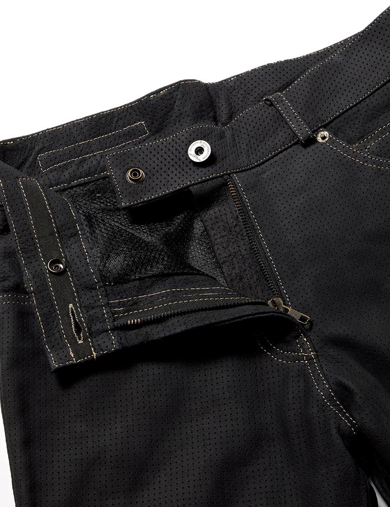 KOMINE Premium Vented Leather Jeans for Motorcycles Black WM 966 Genuine Leather CE Standard for and Autumn PK-632 Spring, Summer,