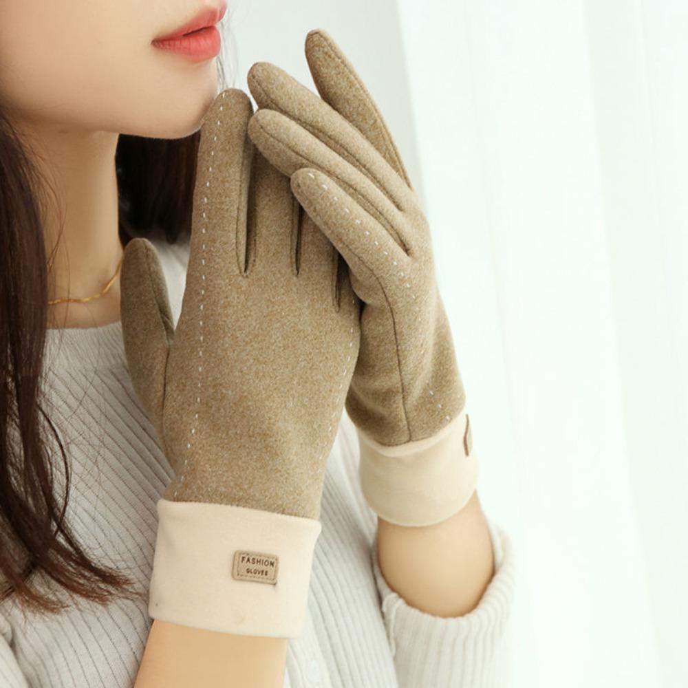 Keep Warm Plush Mittens Solid Color Gloves Sweet Winter Velvet Gloves Autumn