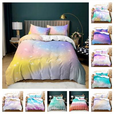 Luxury Family 3D Color Printed Bedding Set Rainbow Color Quilt Cover and Pillowcase Single Double Bed Full Size Bedroom Bedding Decoration