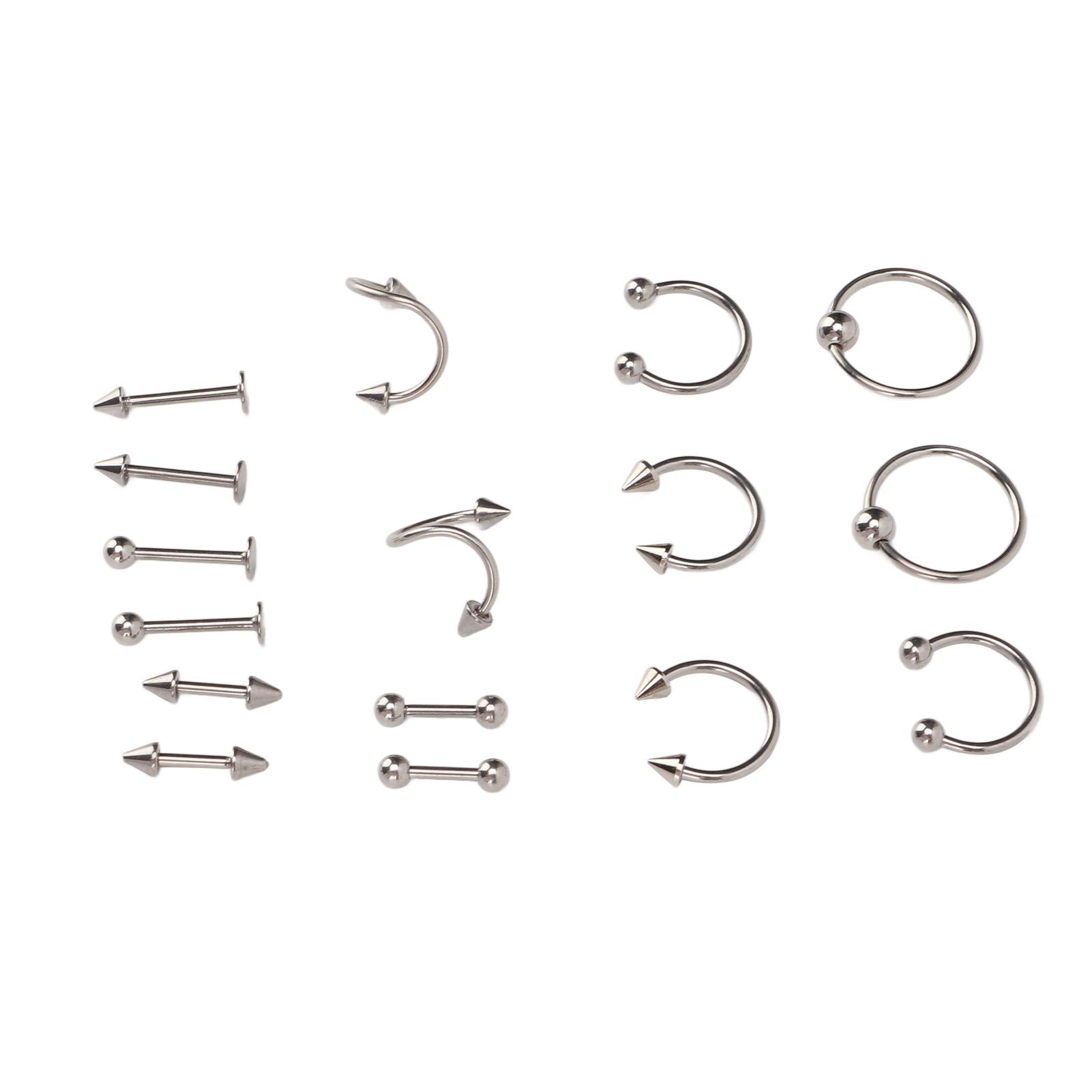 

Nose Studs Set Stainless Steel Exquisite Different Shapes Safe Smoothing Polished Surfaces Nose Studs for Women