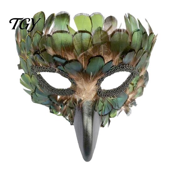 Máscara Decorativa de Plumas Máscara de Pájaro, Plumas Misteriosas Pico de Águila Animal Mitad Máscara Facial de Halloween para Halloween, Mardi Gras, Cosplay