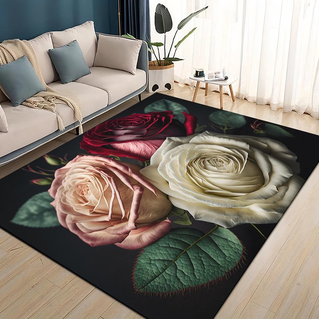 27 Style New Colorful Rose Romantic Flower Love Carpet Rug for Living Room Bedroom Home Sofa Decoration,kids Non-slip Floor Mat