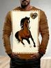 Men's T-Shirt Running Horse Graphic 3D Print Fashion Long Sleeve Crew Neck Unisex Tee Shirt Casual Summer Personality Men's Top