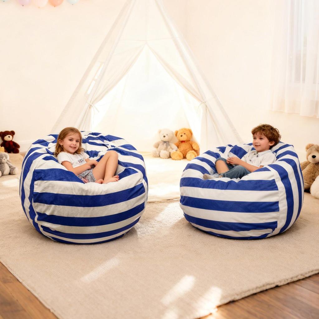 Bean Bag Storage Stuffed Animal Chair Kids Toys with Zip microfiber flannel Children Kids Plush Toy Organizer Large Capacity