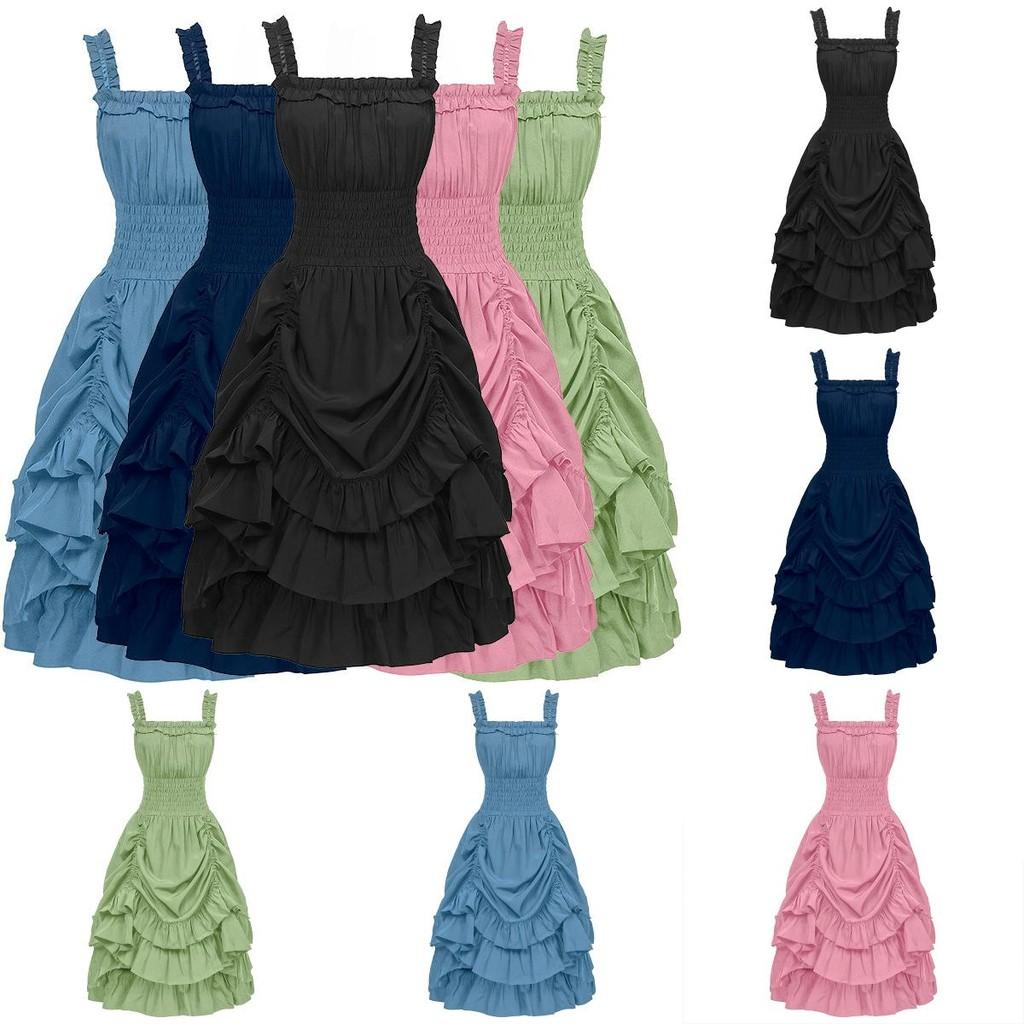 Inspiriertes mittelalterliches europäisches Rüschenkleid für Cosplay und Party Halloween