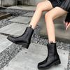 British Leather Platform Motorcycle Boots for Women Autumn Winter Soft-soled Women's Designer Shoes Fashion Ankle Boots Female