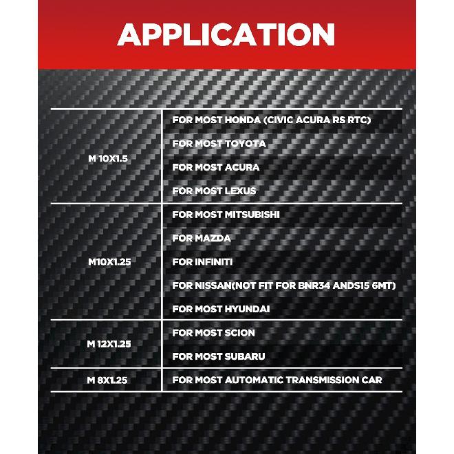 YAKEFLY Universal Shifter, Round Carbon Fiber Gear Shift Knob With 3 Aluminum Adapters, Car Shift Lever Stick Knob (Carbon Red)