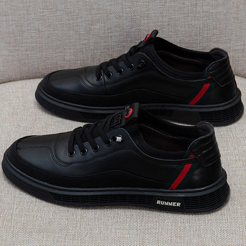 

2025 spring men s shoes British PU casual leather shoes Korean version of white shoes trendy low-top men s board shoes 2025 44