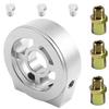 Oil Filter Cooler Sandwich Plate Adapter Universal Oil Sensor Adapter M18 M20 M22 3/4 With Connectors Silver