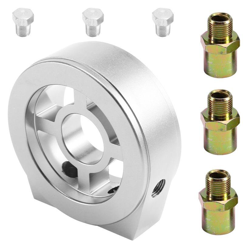 Oil Filter Cooler Sandwich Plate Adapter Universal Oil Sensor Adapter M18 M20 M22 3/4 With Connectors Silver