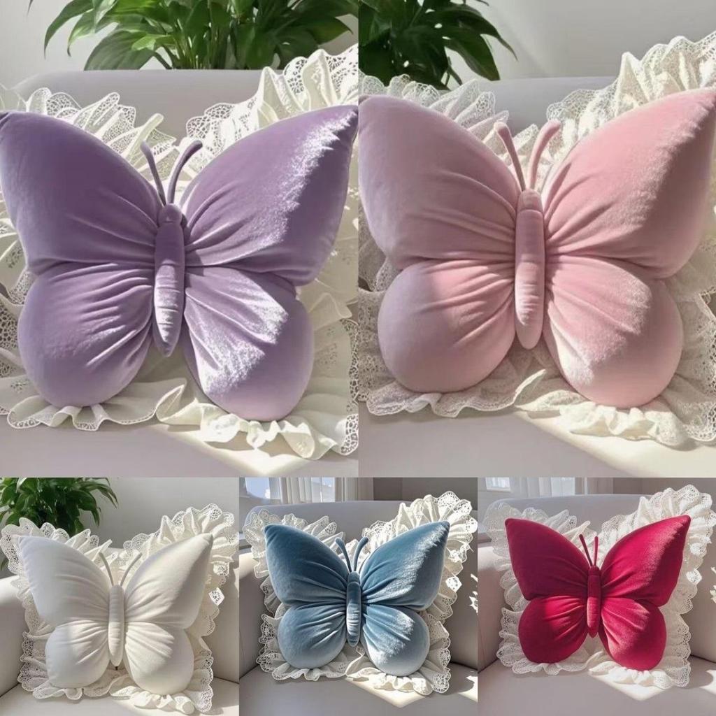1pc Elegant Butterfly-Shaped Cushion Pillow - Modern Lace Design, Polyester, Home Decor, Decorative Pillows