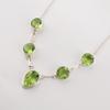 Naturlig Peridot Ädelsten Silverhalsband 16-18" 925 Sterling Silver Handgjorda Smycken för Kvinnor Som Gåva till Alla Hjärtans Dag RN-3-5