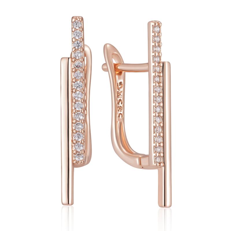 Unique Shiny Natural Zircon Drop Earrings For Women Trend Rose Gold Color Accessories Daily Fine Jewelry Crystal Gift
