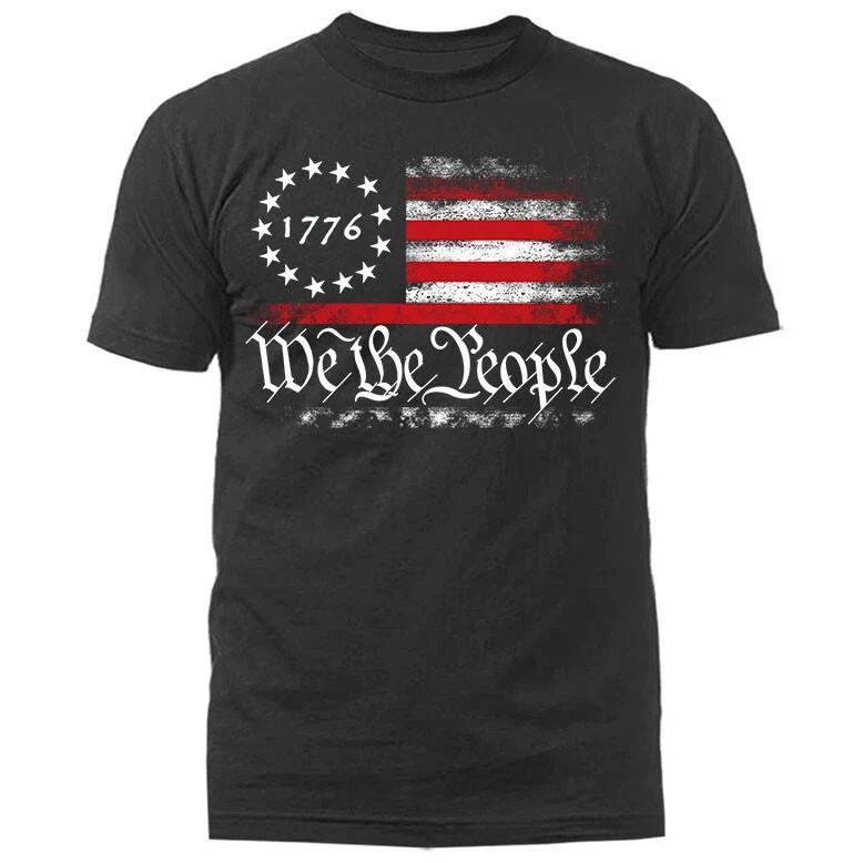 We The People 1776 Betsy Ross Distressed USA Flag Patriotic T-Shirt M