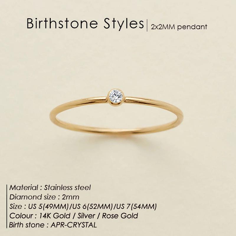 eManco Gold-Plated Non-Constricting Ring for Women - Thin Band with Tiny Diamond Accents and December Birthstone