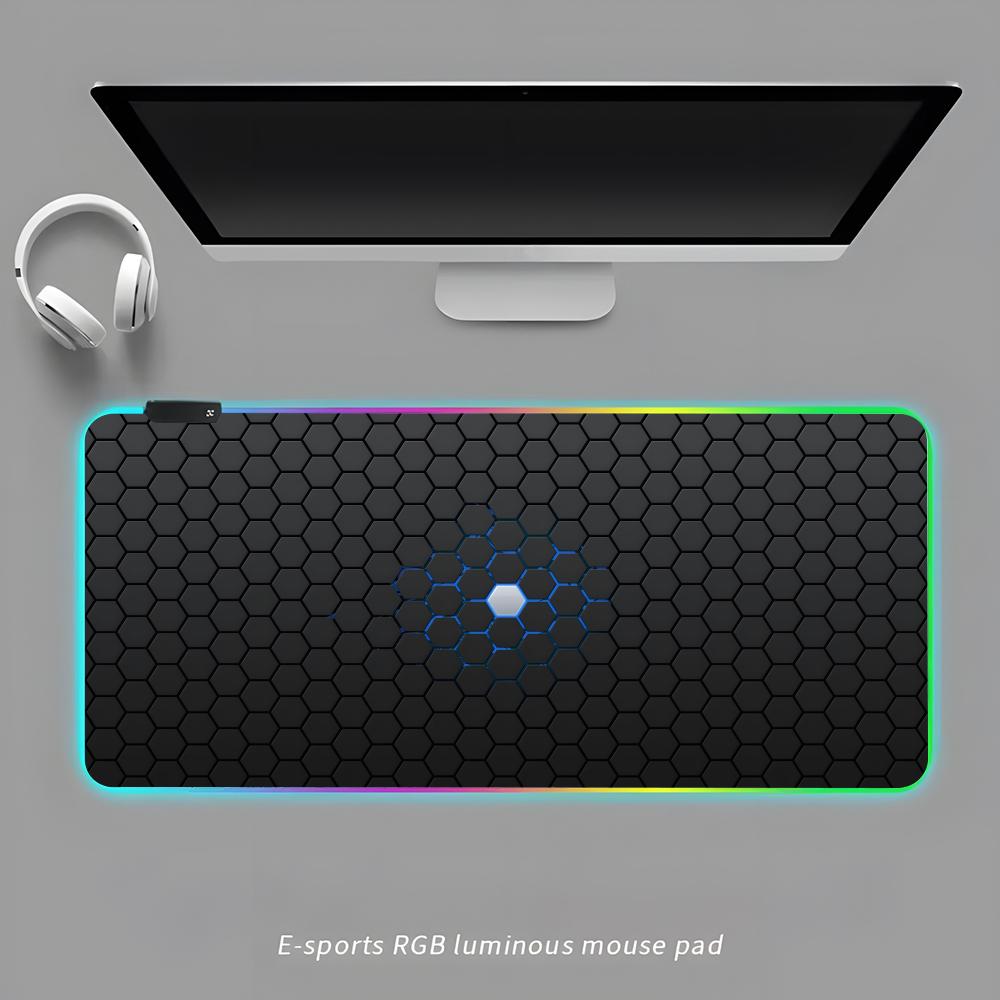

Abstract Hexagons Mouse Pad RGB Gaming Mouse Pad Desk Mat HD Gamer Large LED Light XXL MousePads RGB600x300x3mm
