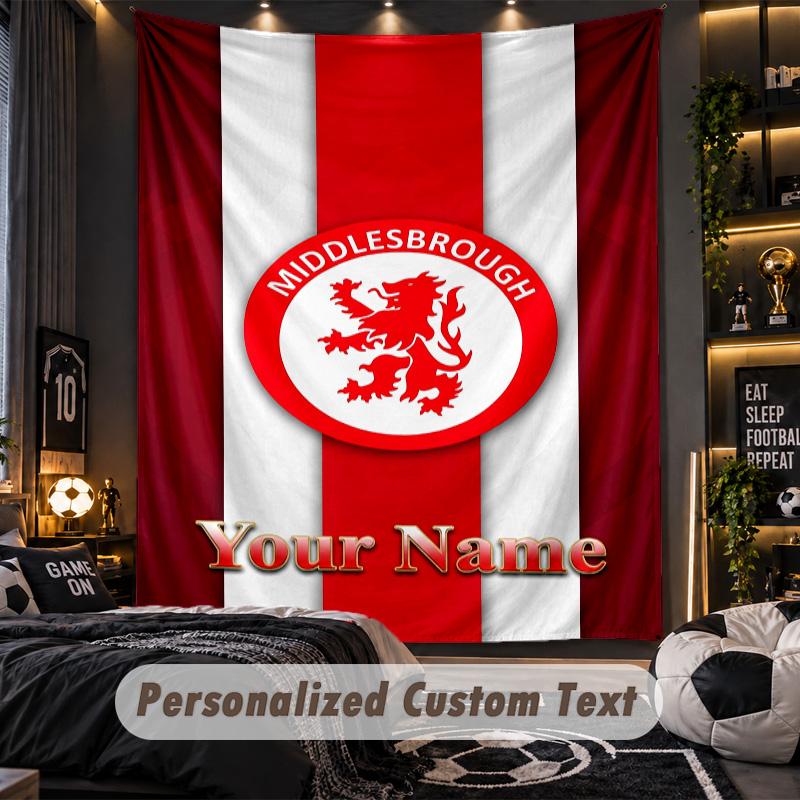 TapestryMiddlesbrough FC Custom Name Text Personalized Wall Hanging Tapestry Home Wall Decor