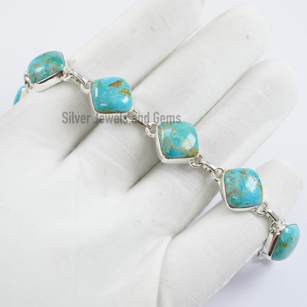 Natural Turquoise Bracelet, 925 Sterling Silver Bracelet, Arizona Turquoise Bracelet , Handmade Light Weight Bracelet, Birthday Gift