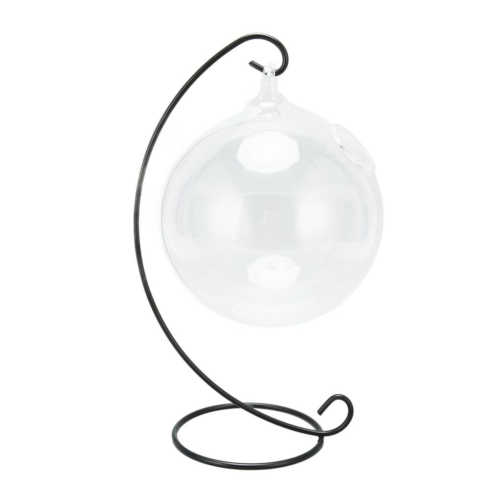 Hanging Glass Fish Tank Transparent Desktop Hanging Glass Fish Bowl with Stand for Office Home Decoration