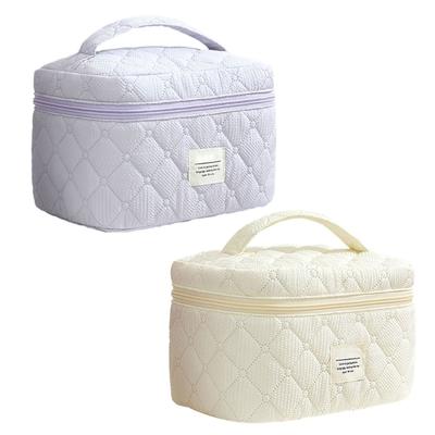 Fashion Cotton Makeup Bag Storage Organized Spacious Beauty Case With Zippered Quilted Cosmetic Bags