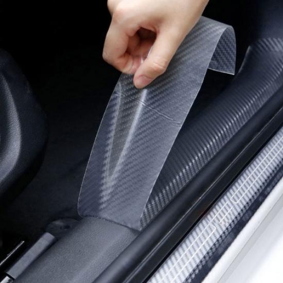 Car Door Protector Sill Scuff Sticker Anti-Scratch Strip Carbon Fiber Accessory