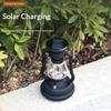 Black Solar-Powered Hand-Cranked LED Camping Lantern Antique-Style Vintage Garden Outdoor Tent Light Portable