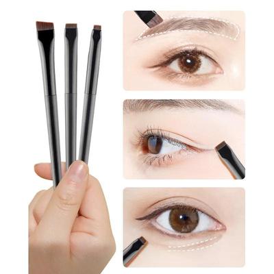 Pennello per eyeliner a lama Pennello per sopracciglio Pennello per trucco portatile piatto e fine per eyeliner per sopracciglia Pennello per trucco cosmetico di bellezza 3 pezzi / set