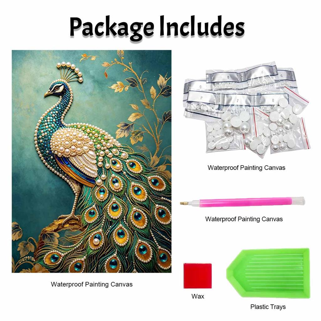 Pearl DIY Art Painting Peacock Design Handcrafted Picture Indoor Wall Ornament Relaxing Leisure Hobby Exquisite Home Decoration Gift