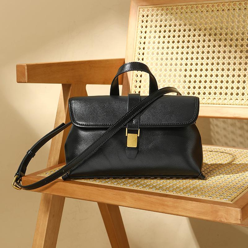 Geantă Messenger din Piele de Vacă de Grăunte Superior Geantă de Mână de Mare Capacitate pentru Femei Geantă Crossbody pentru Navetă