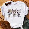 Female T-Shirt Harajuku Kawaii Alpacas Animal Print Funny T Shirts Women White Top Camiseta Mu
