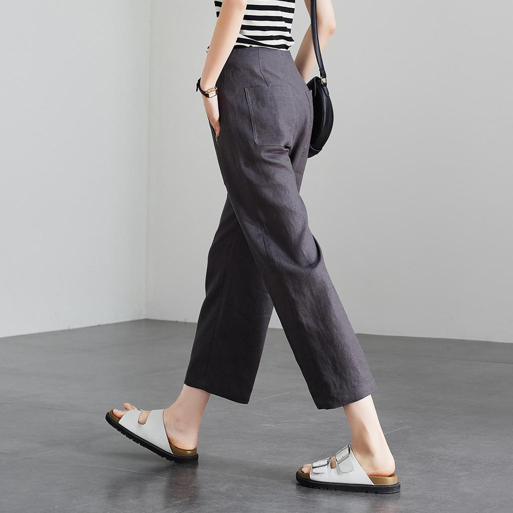 Simple Commuting Linen Straight Leg Pants for Women In Summer 2025, Fashionable, Loose, Versatile, and Casual Cropped Pants