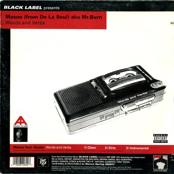 

12inch Record MASEO / STRICK - Words And Verbs / Get Use To It TB2060 Tommy Boy Black 2000 US Rap & Hip-Hop/R&B Used