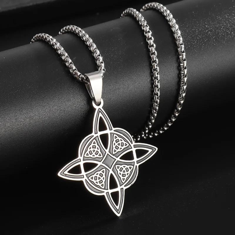 Nordic Rune Celtic Knot Necklace Men Stainless Steel Pendant Valknut Pagan Men Scandinavian Jewelry Punk Gift