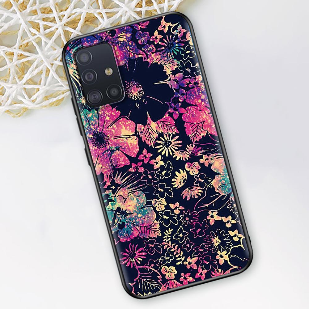 Mandala Sunflower Mandala Fall für Samsung Galaxy A51 A12 A21s A71 A52 A31 A32 A02s A72 A11 A41 A22 A01 Schwarz weiche Telefon Abdeckung