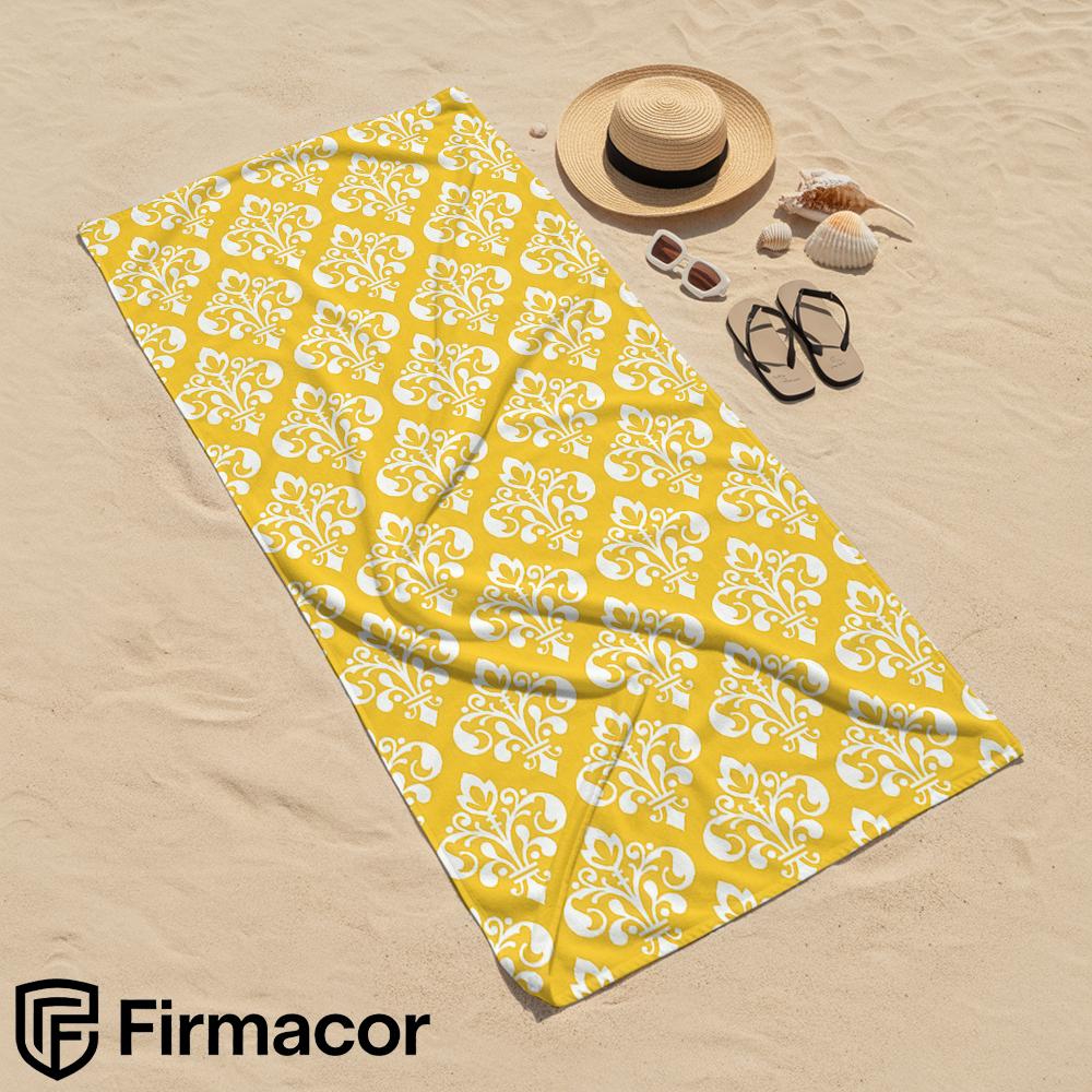 Yellow Damask Soft Portable Travel Towel Unisex Ultra Lightweight Microfiber Oversized Sand Free Quick Dry Beach Towel