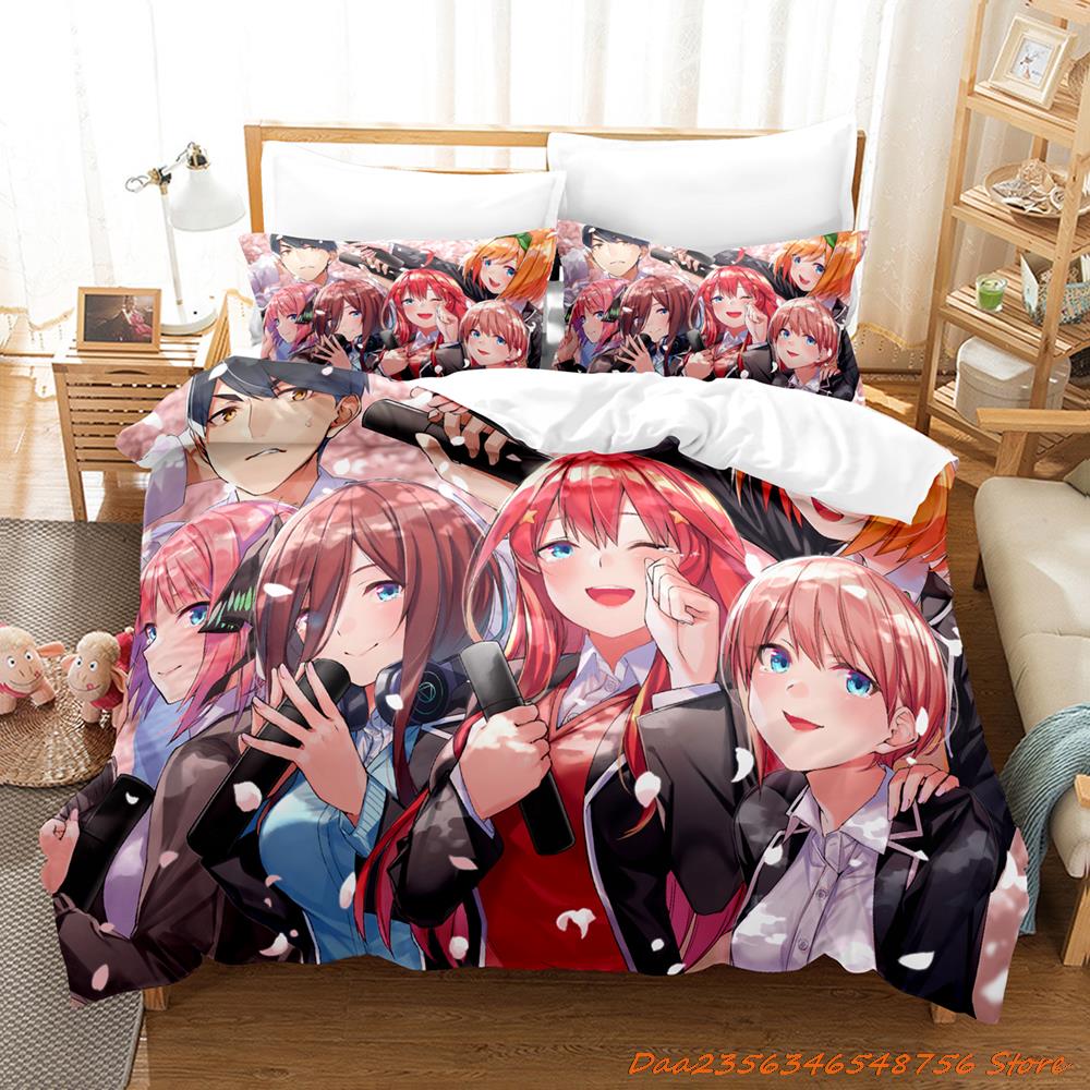 New The Quintessential Quintuplets Bedding Set Cartoon Anime three-piece set Adult Kid Bedroom Duvetcover Sets cama de casa