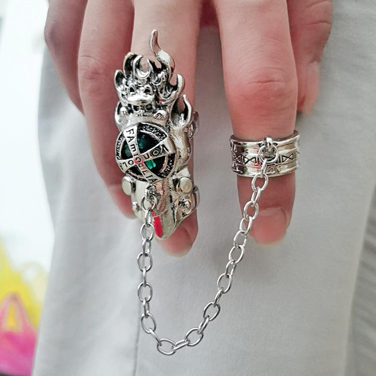

Fashion Japan Anime Hitman Reborn Joint Ring Gemstone Revolving Rings Cosplay Props Figure Toys Punk Gothic Fans Party Gifts зелений